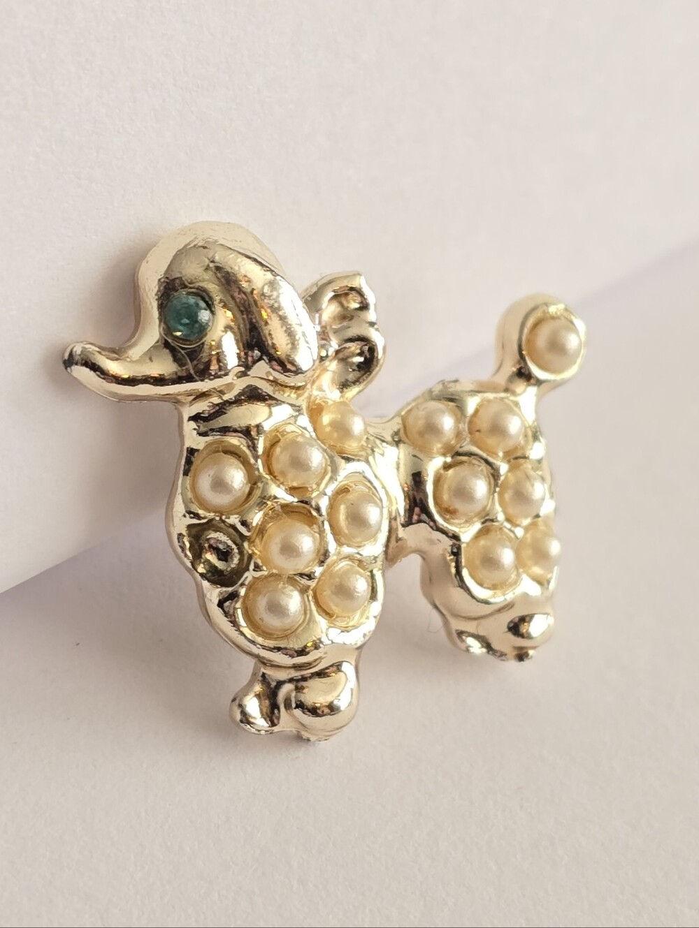 Vintage poodle brooch dog pin puppy french poodle fancy gold tone